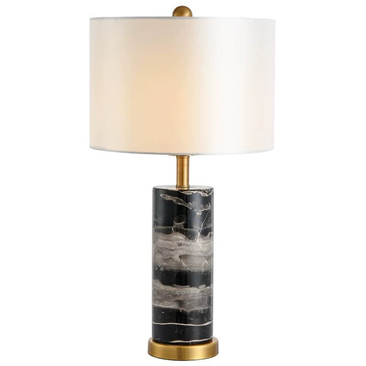 Marmor Basis Tischlampe mit elegantem Stoffschirm
