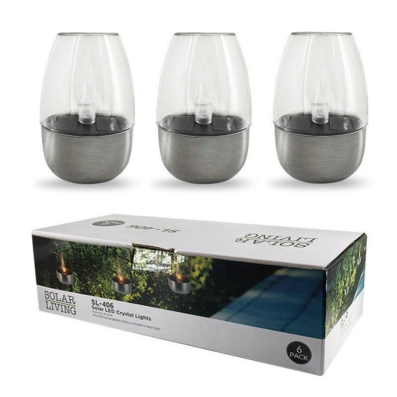 LED flammenlose Glas Teelichtlaterne Paar mit realistischem Flackerflame und Metallbasis