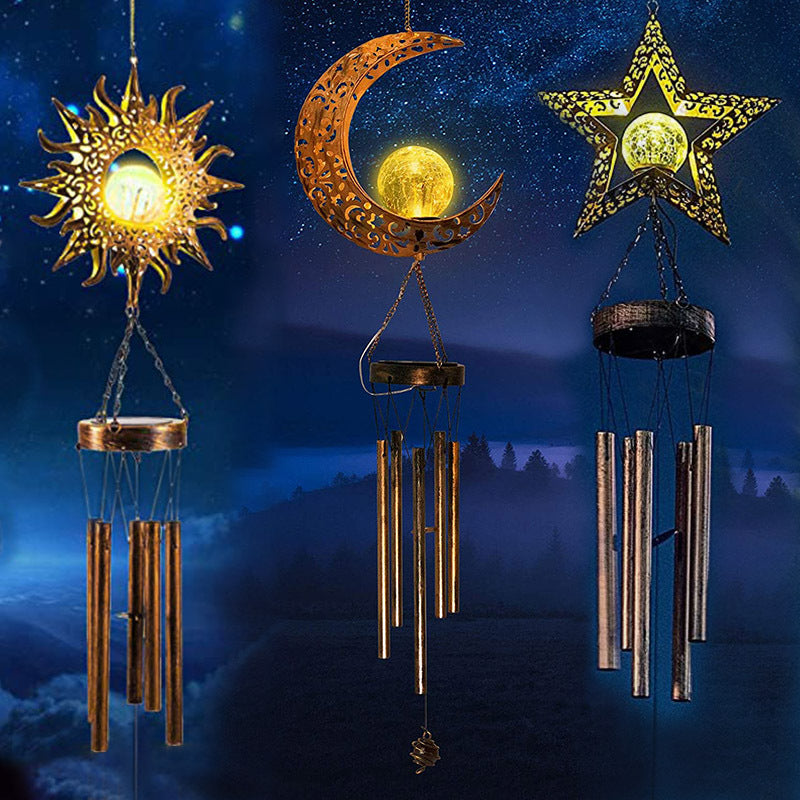 Hängende Flamingo Solar LED Windspiel mit Knackglas-Globus