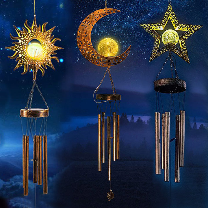 Hängende Flamingo Solar LED Windspiel mit Knackglas-Globus