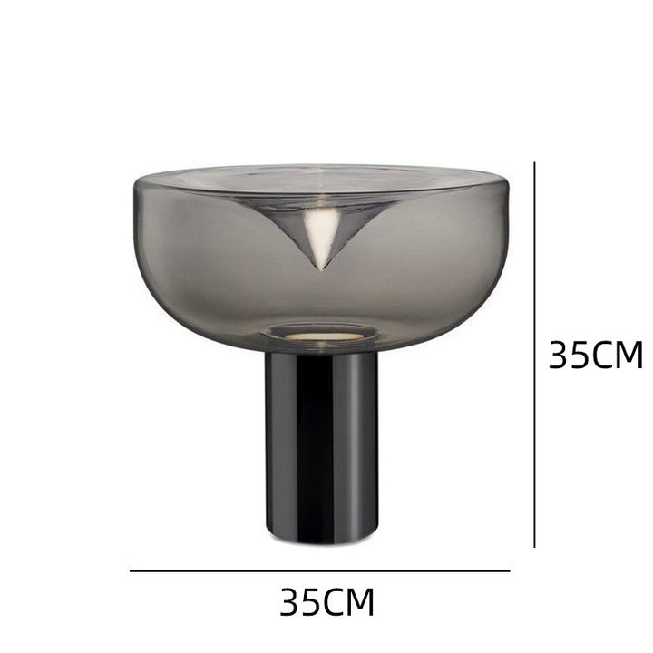 Moderne Glastischlamp mit goldener Basis