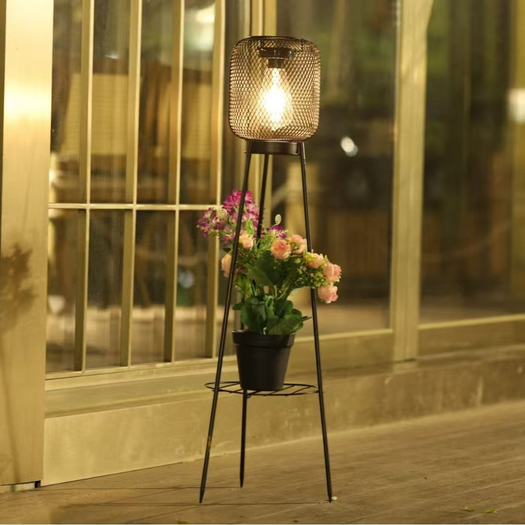 Outdoor Solar Lantern Planterständer mit Netzschatten und Drei bein Basis