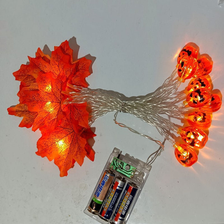 Halloween LED Kürbislaterne und Ahornblatt dekorative Lichterkette