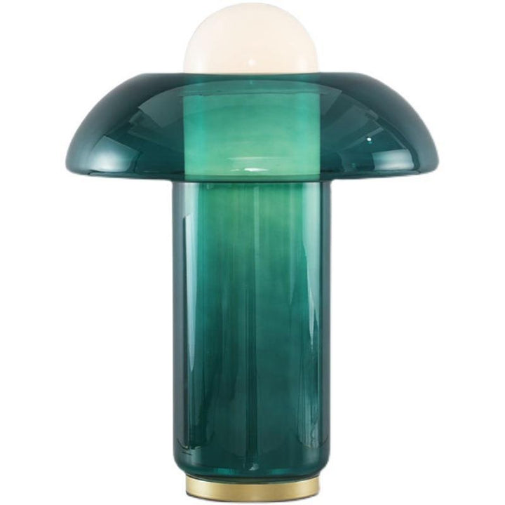 Moderne Tischlampe mit elegantem Glasschirm