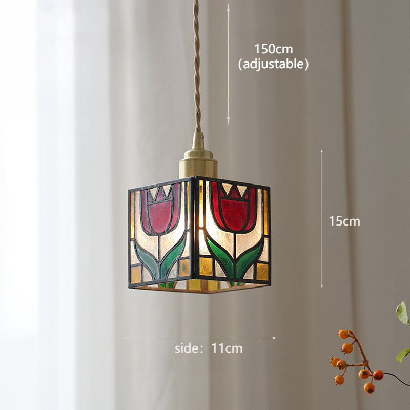 Verstellbare Vintage Glas Pendelleuchte