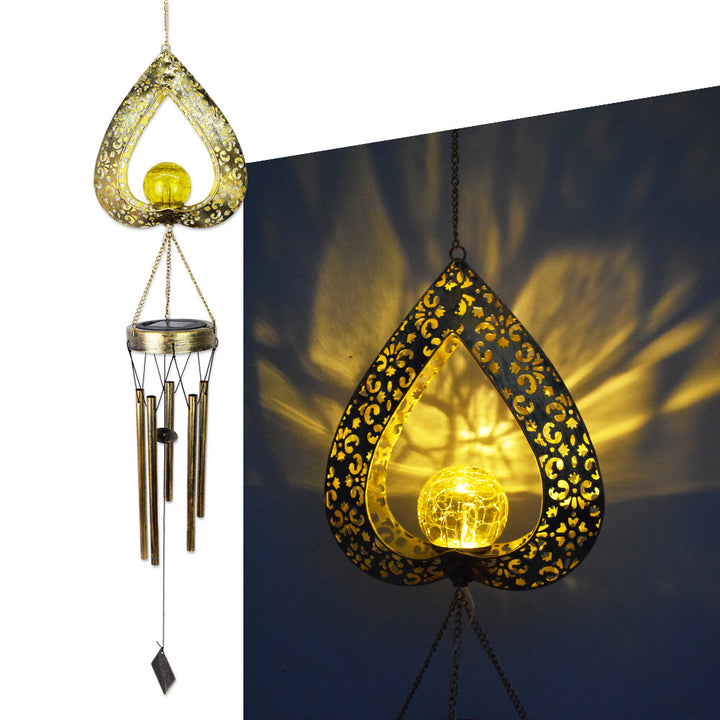 Hängende Flamingo Solar LED Windspiel mit Knackglas-Globus