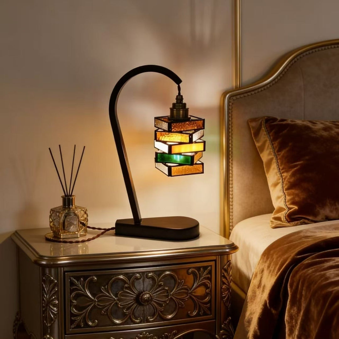 Vintage inspirierte Buntglas-Tischlampe