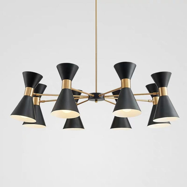 Mid-Century Modern Mehrarmige Kegel-Schirm-Kronleuchter