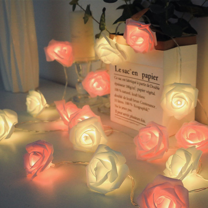 Dekorative Schaumrose LED Girlande für Tischdekorationen