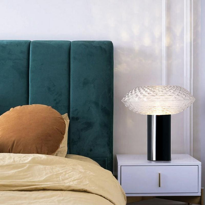 Dekorative Glas-Tischlampe mit geometrischem Design