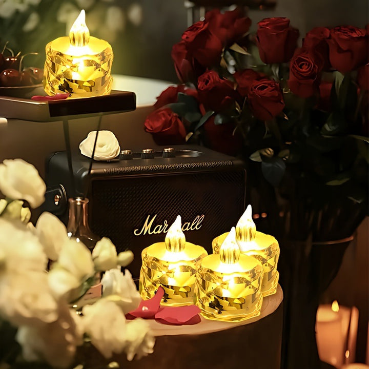 Flammenloses Kristall Facettierte LED Teelichtkerzen Set