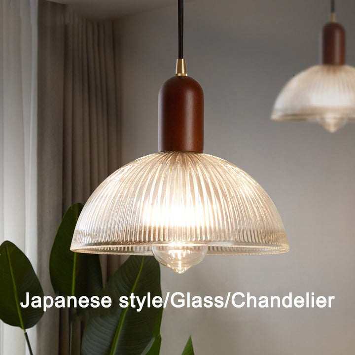 Moderne gerippte Glas Pendelleuchte