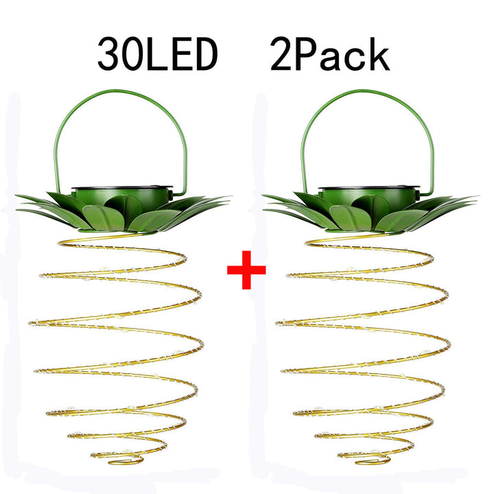 Spiral Hängende Solar LED Laterne Mit Lotus Dach Und Traggriff