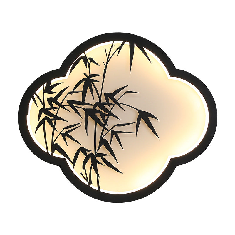 Dekorative wolkenförmige LED-Wandlampe mit Bambus-Silhouette
