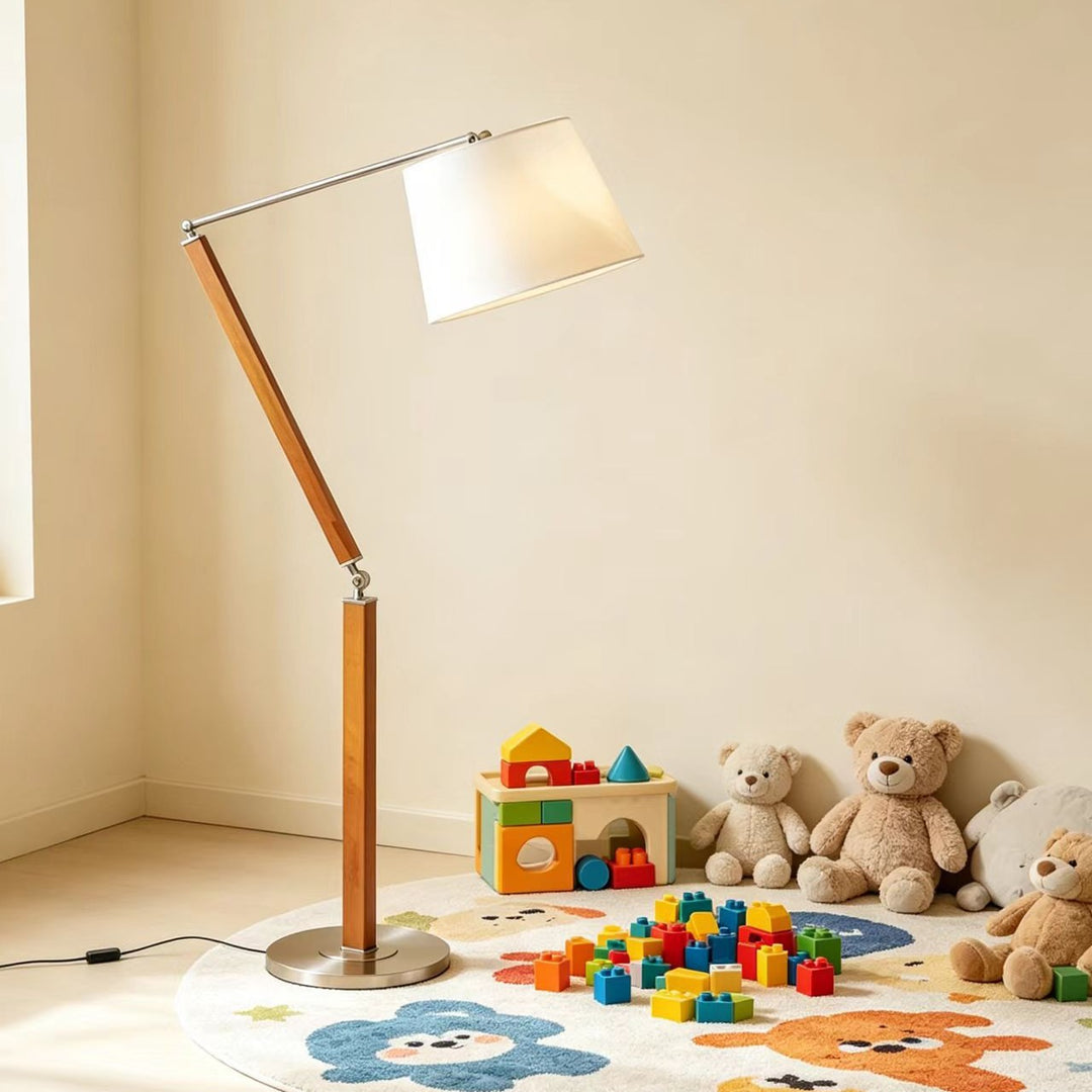 Verstellbare Holzbogen-Stehlampe
