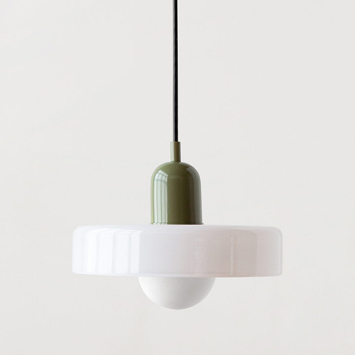 Minimalistische Keramik Pendelleuchte mit geschichtetem Glockenschirm