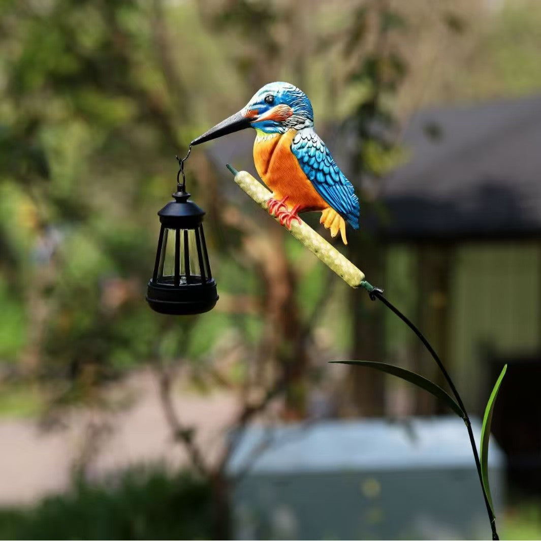Handgemalte Eisvogel Gartenlaterne Stecker