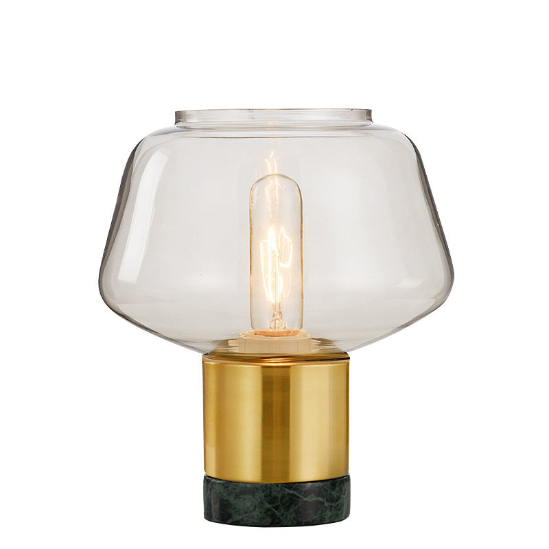 Geometrische Glas Tischlampe mit Messing- und Marmorfuß