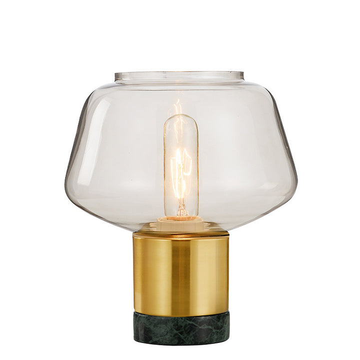 Geometrische Glas Tischlampe mit Messing- und Marmorfuß