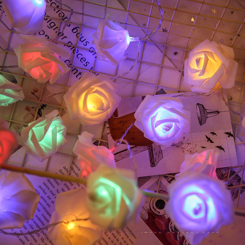 Rosenförmige LED-Lichterkette Romantische Blumen-Girlande