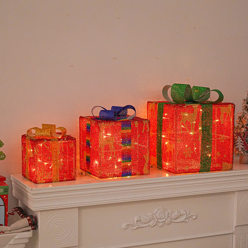 LED-Mesh-Geschenkbox-Set Dekoratives Indoor Ornament