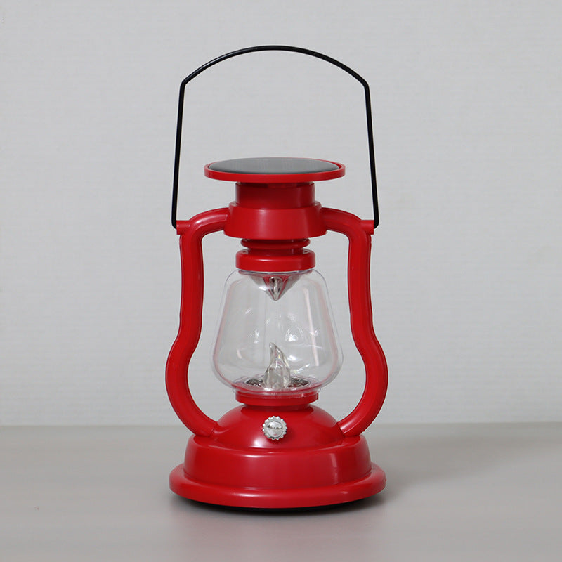 Vintage Stil Solar LED Hurrikanlaterne Mit Glasdrucker Und Metallgriff