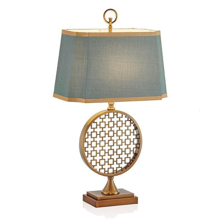 Dekorative Tischlampe mit geometrischem Offendesign