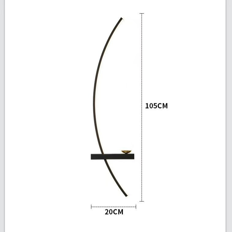 Gebogene LED-Umgebungswandlampe mit integriertem Regal