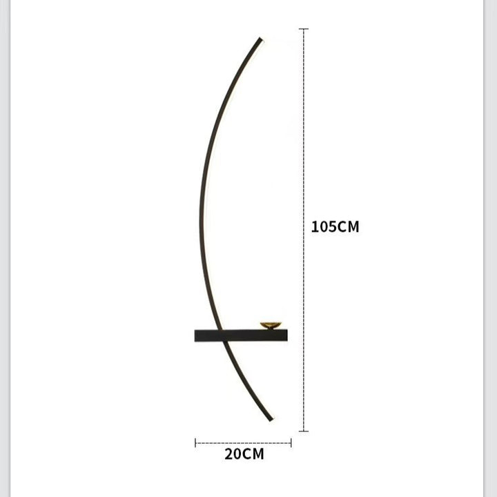 Gebogene LED-Umgebungswandlampe mit integriertem Regal