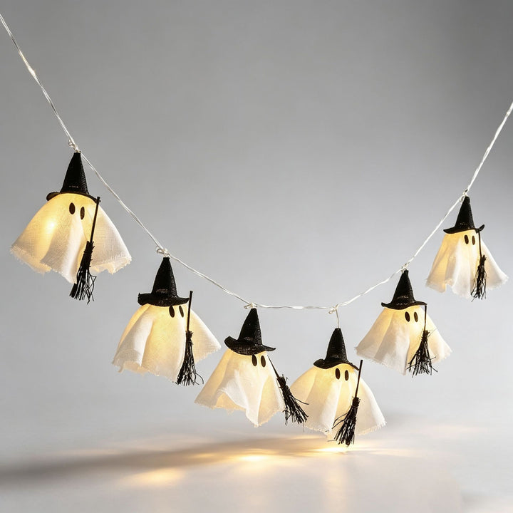 Halloween LED Geist Hexe Lichterkette Girlande