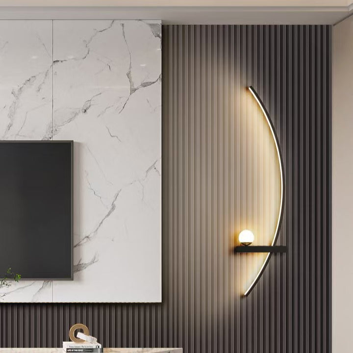 Gebogene LED-Umgebungswandlampe mit integriertem Regal