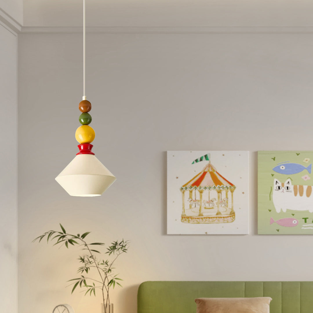 Mid-Century Geometrische Keramik Perlen Anhänger Licht