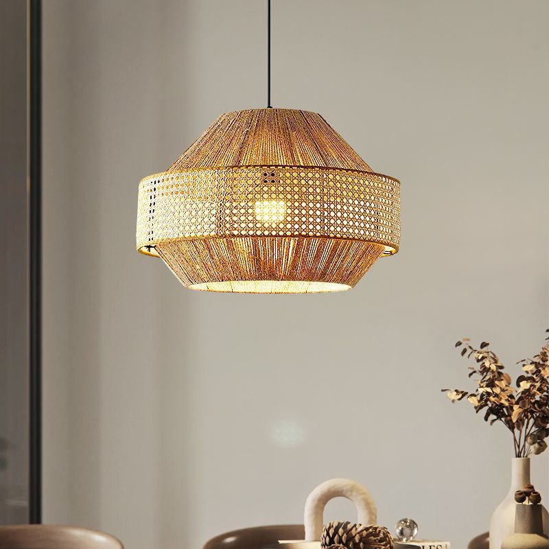 Geflochtene Rattan Trommel Pendelleuchte