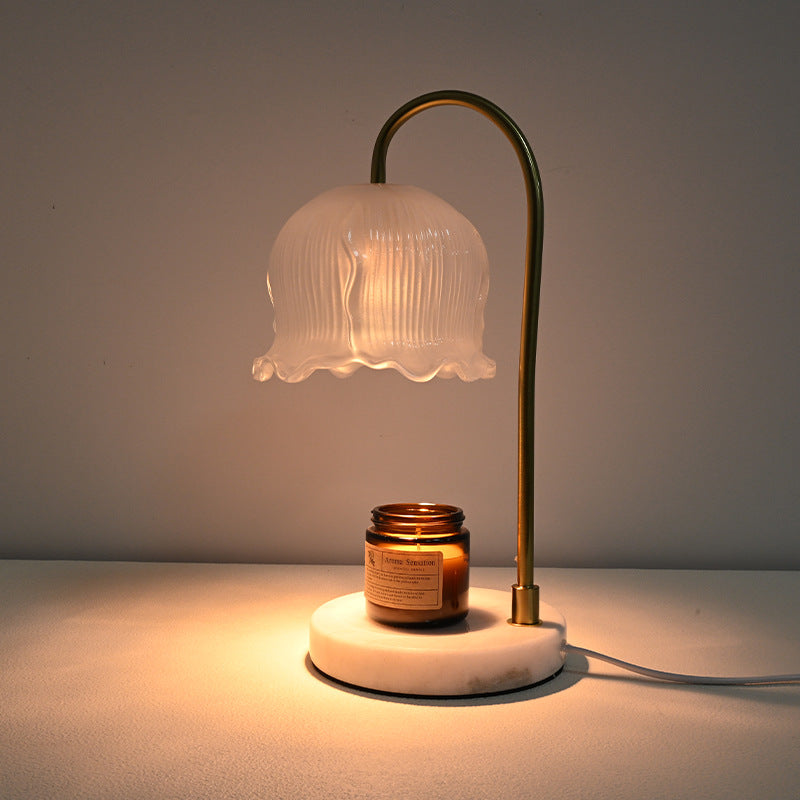 Vintage-Glas-Glocken-schirm Marmor-Basis Tischlampe
