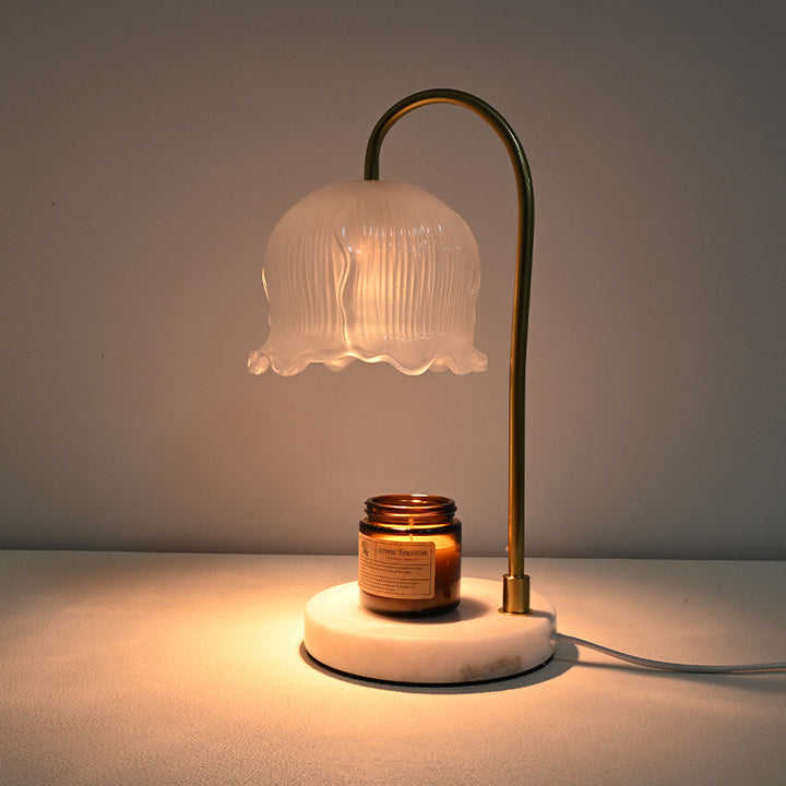 Vintage-Glas-Glocken-schirm Marmor-Basis Tischlampe