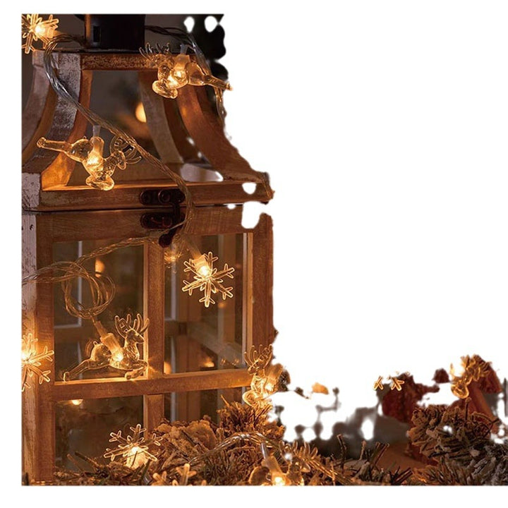 Weihnachtsbaum und Schneeflocken LED Lichterkette Batterie-betriebene Acryl Ornament Girlande