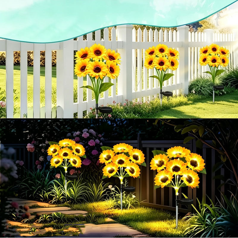 Solarbetriebene LED-Sonnenblumen-Gartenstehlampe mit wasserdichtem Panel und verstellbarem Stengel