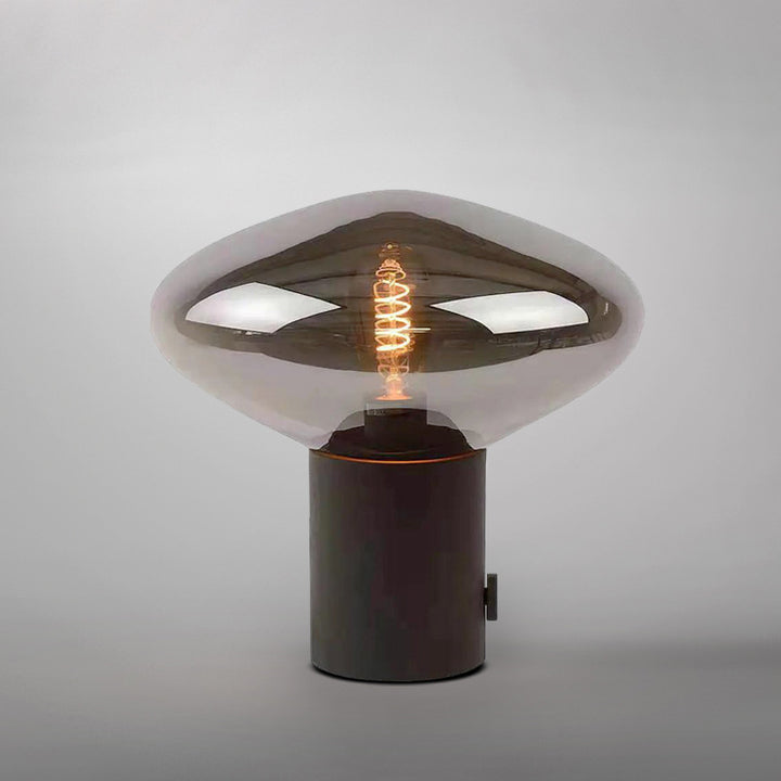Kunstvolle Tischlampe mit einzigartigem Glasschirm