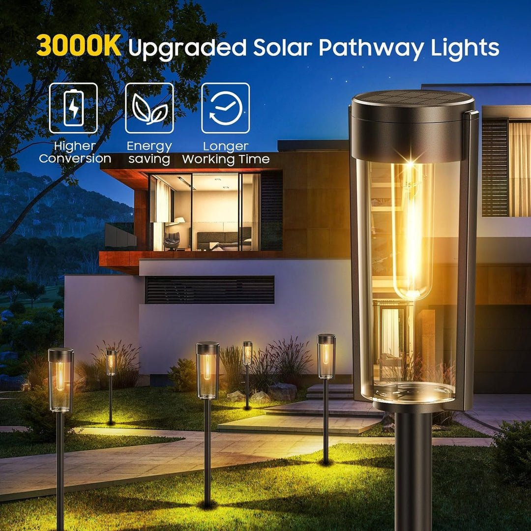 Outdoor-Wasserdicht Vintage-Glas-Postlaterne mit LED-Filament-Glühbirne und Erdspike