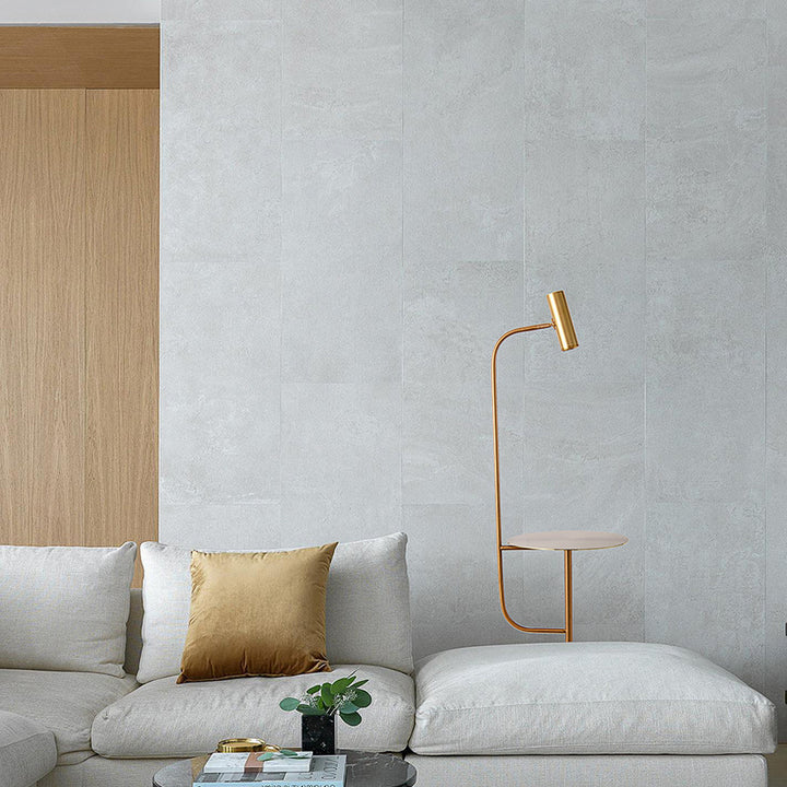 Moderne Marmor-Bodenlampe mit integriertem Beistelltisch