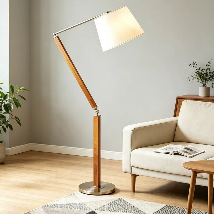 Verstellbare Holzbogen-Stehlampe