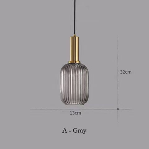 Geripptes Glas Pendelleuchte