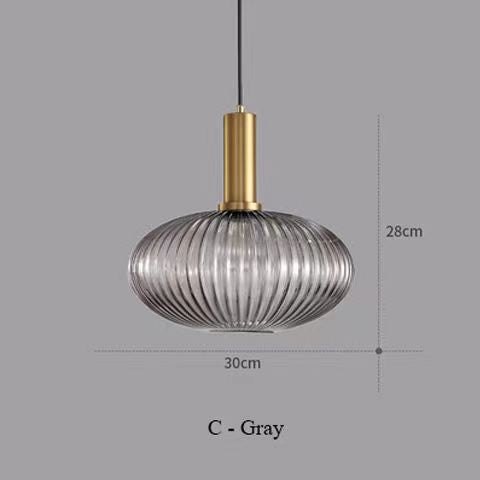 Geripptes Glas Pendelleuchte