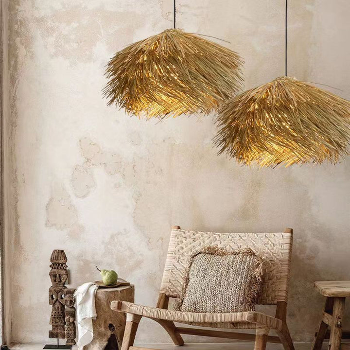 Bohemian-Stil natürliche Strohpendeleuchte
