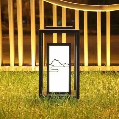Outdoor Solar Laterne Weglicht mit dekorativen satinierten Glasplatten