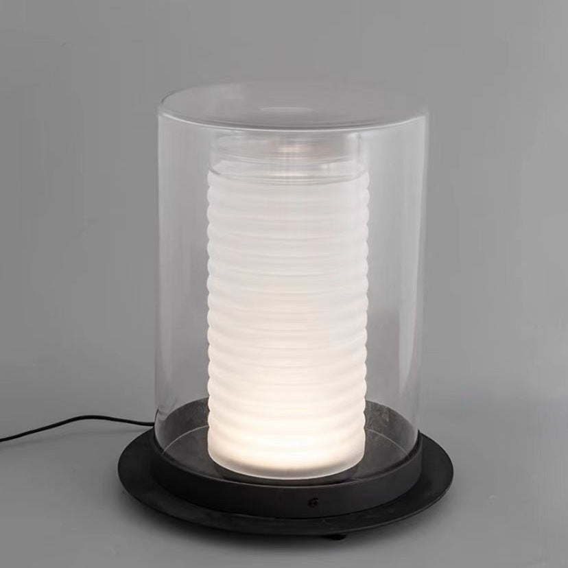 Zeitgenössische Tischlampe mit strukturiertem Glasschirm