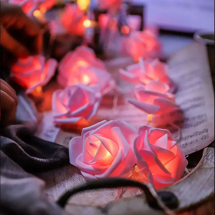 Rosenförmige LED-Lichterkette Romantische Blumen-Girlande