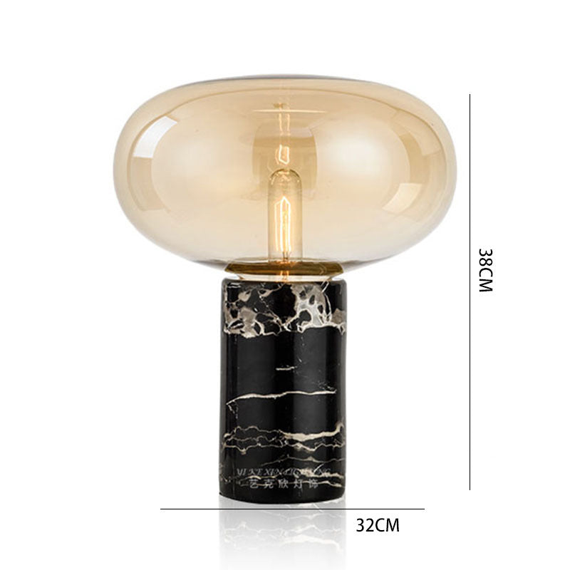 Elegante Glas- Tischlampe mit Marmorbasis