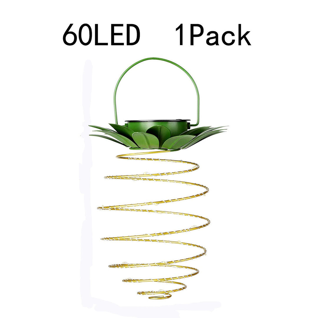 Spiral Hängende Solar LED Laterne Mit Lotus Dach Und Traggriff