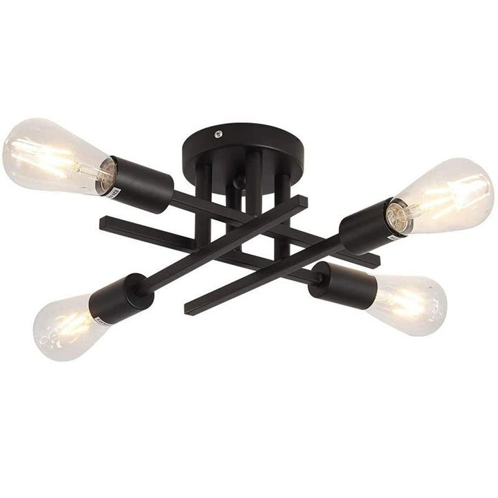 Modern Industrial Crossbar Vier-Licht Semi-Flush Deckenleuchte